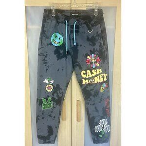 Reason Brand Pants Joggers Whimsical Casual streetwear Embroidered Sz M Unisex